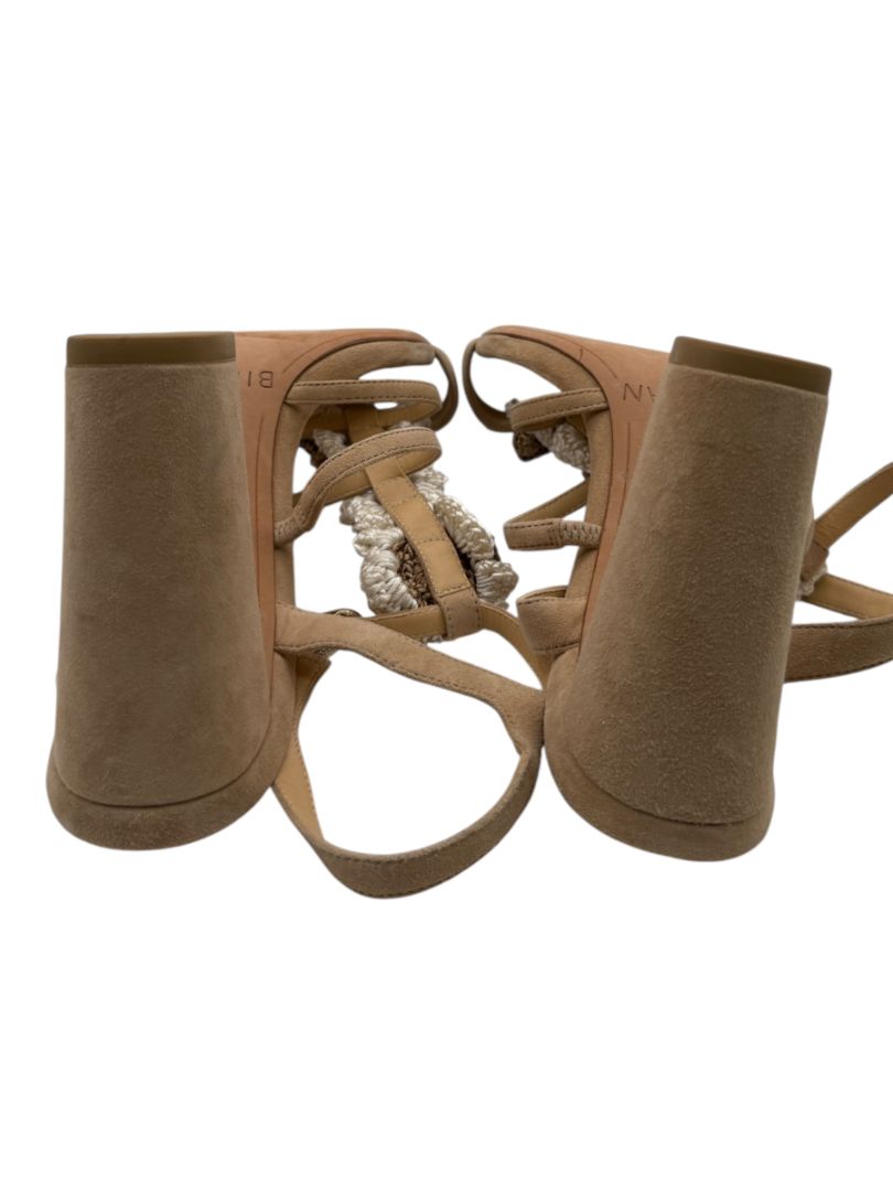 Alexandre Birman Nude Suede Crochet Flower Sandals – Size 39.5