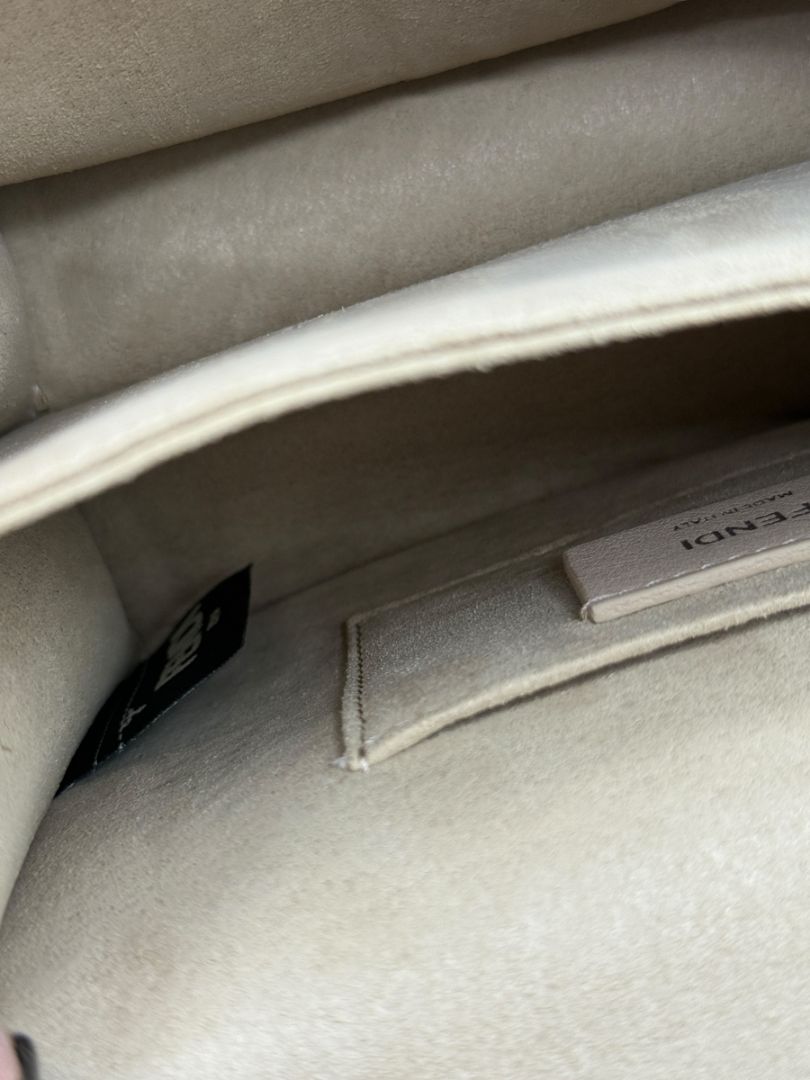 Fendi “Kan I” Small Scalloped Pearl Stud Shoulder Bag