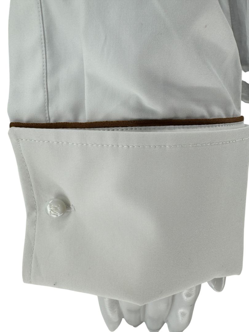MaxMara White Cotton Piped Button-Down Shirt – Size US 10 / IT 44