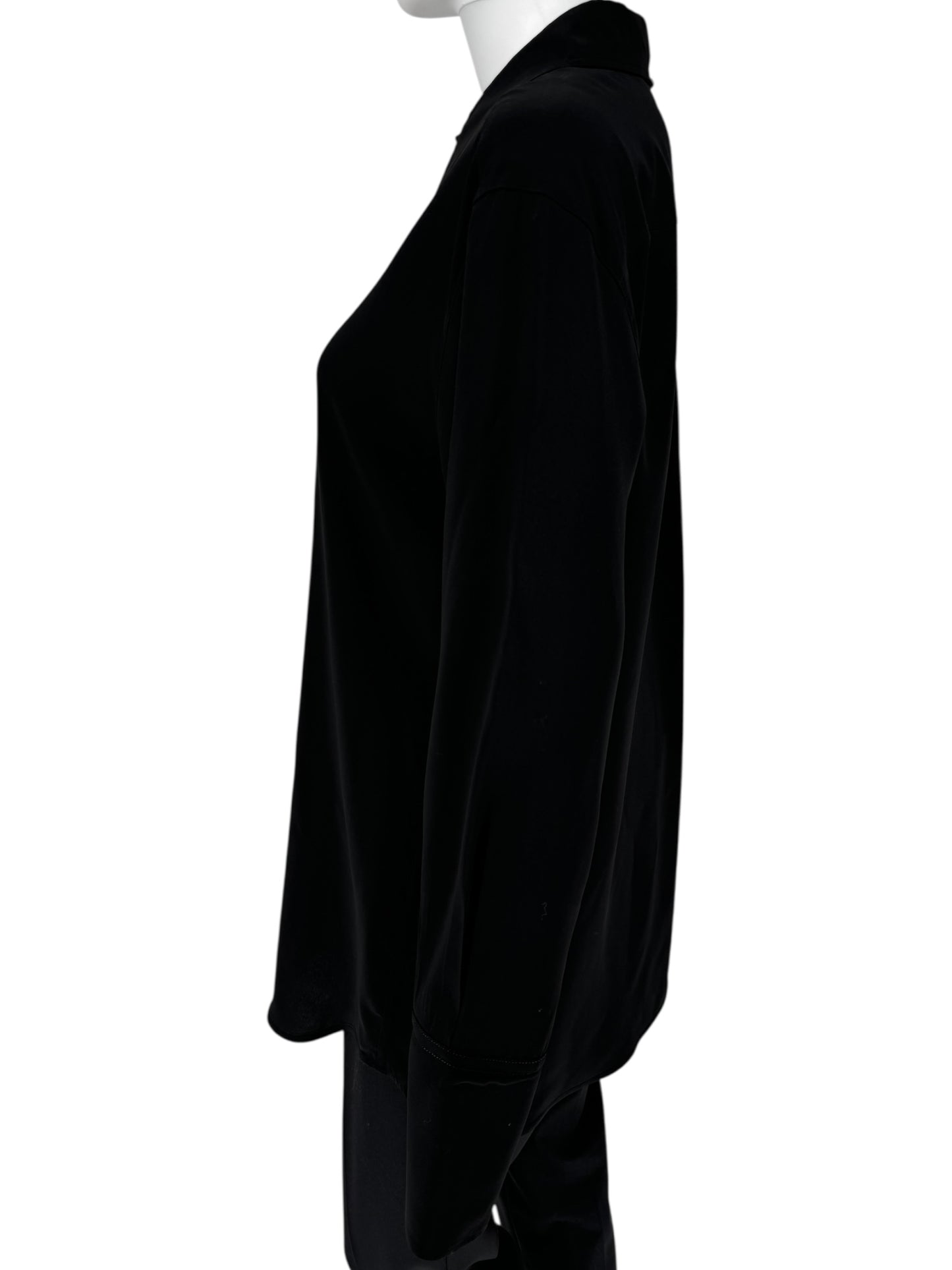 Sportmax Black Silk-Blend Concealed Placket Shirt – Size US 10 / IT 44
