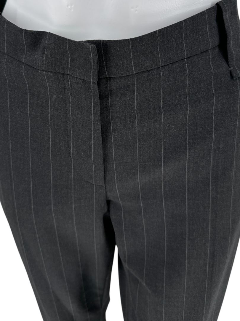 Brunello Cucinelli Charcoal Pinstripe Wool Pants with MONILI Trim – Size IT 46 / US 10