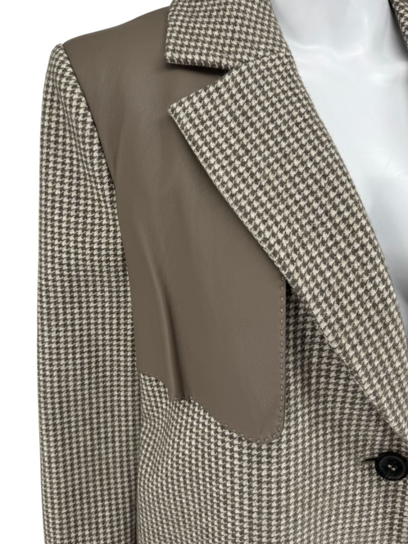 Agnona Houndstooth Belted Wool-Cashmere Trench Coat – Size IT 40