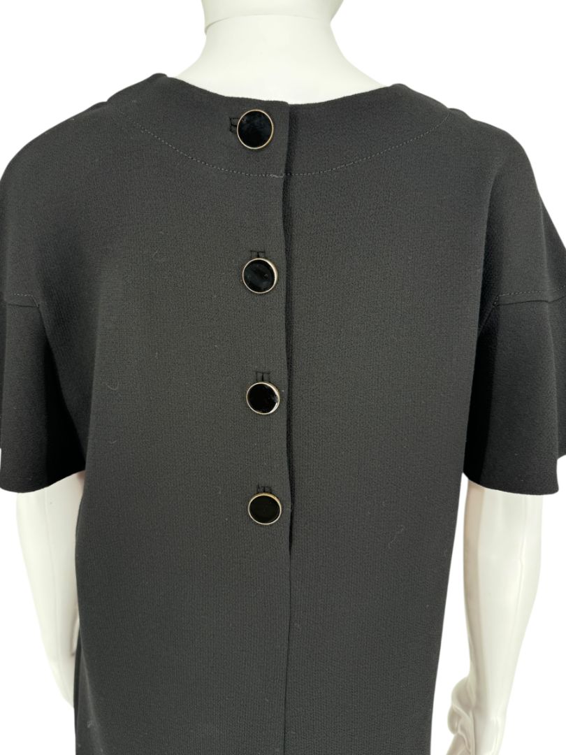 Lela Rose Black Short-Sleeve Button-Back Dress - Size 10