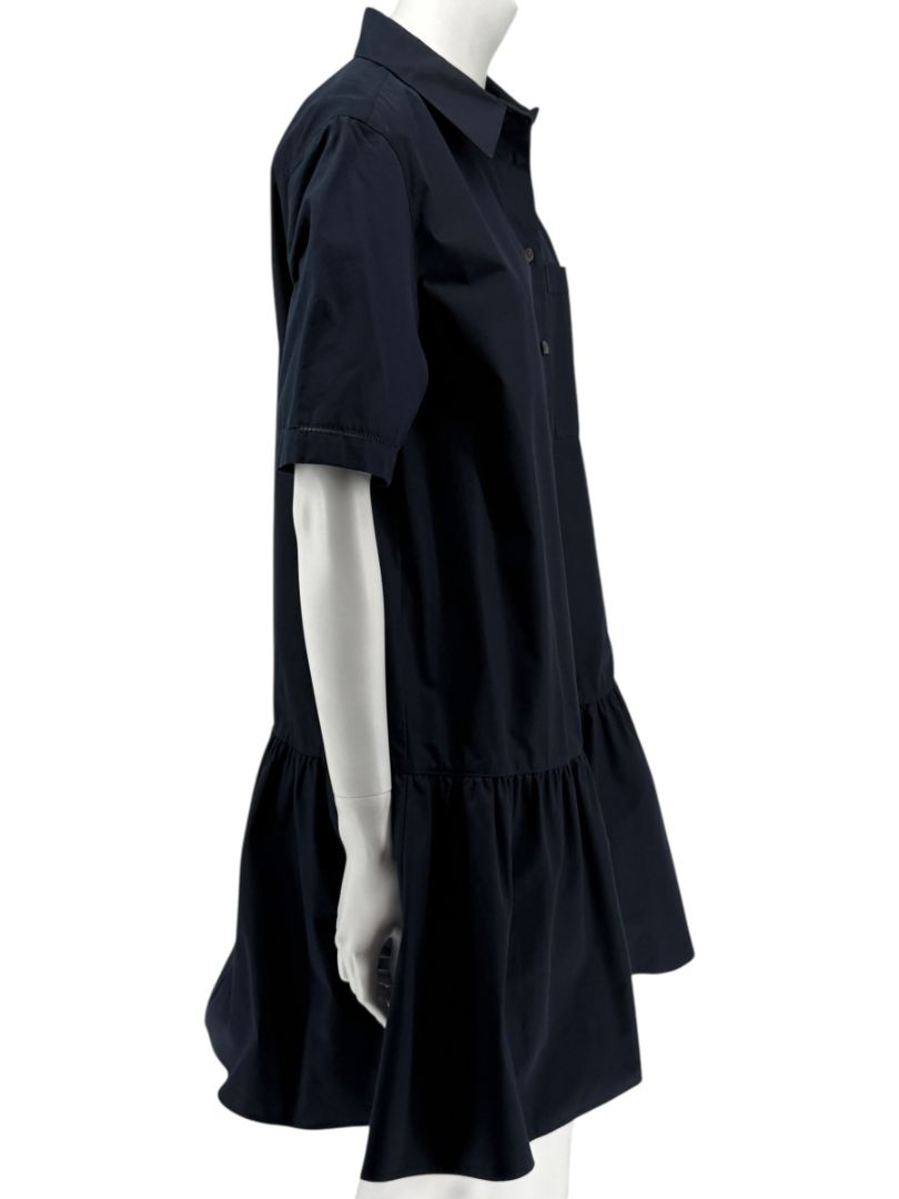 Lafayette 148 Navy Drop-Waist Cotton Shirt Dress – Size S
