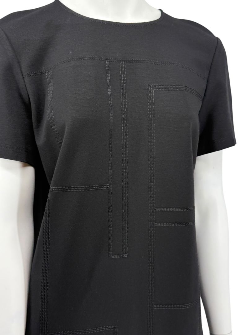 Lafayette 148 Black Textured Knit Shift Dress - Size M