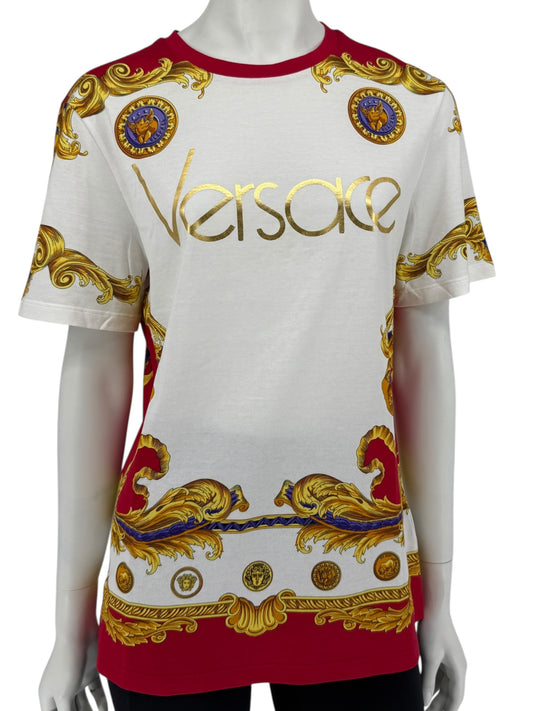 Versace Red & White Medusa Baroque Graphic T-Shirt – Size IT 42