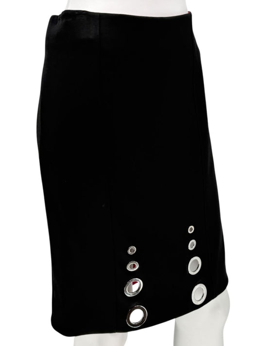Pamella Roland Black Pencil Skirt with Grommet Detail – Large