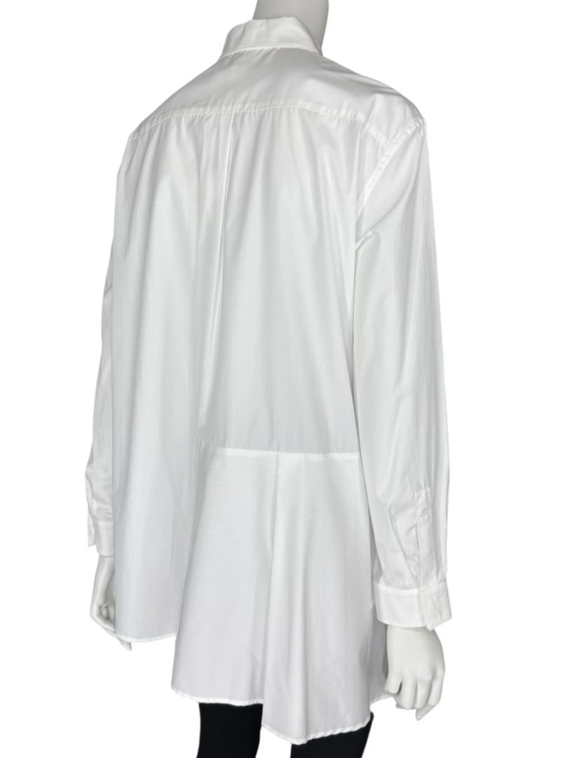 Agnona White Asymmetric Pleated Cotton Shirt – Size IT 40- NEW
