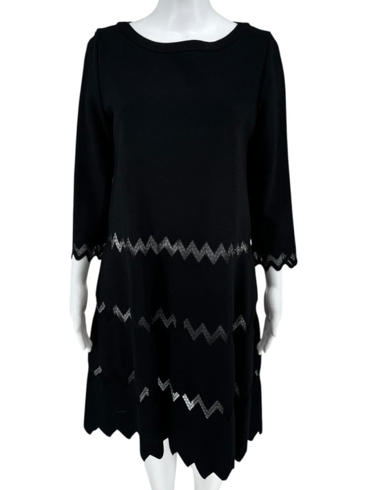 Alaïa Paris Black Zigzag Lace-Trim Knit Dress - Size 44