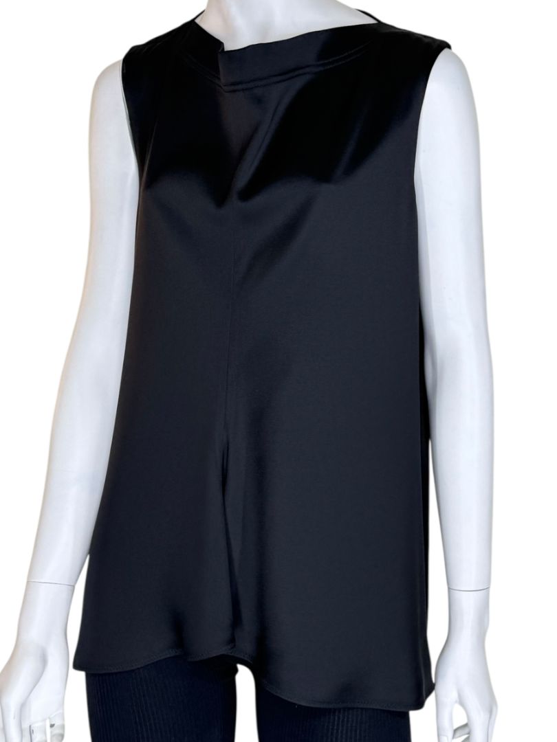 Celine Black 100% Silk Sleeveless Tunic Top - Size 42 FR