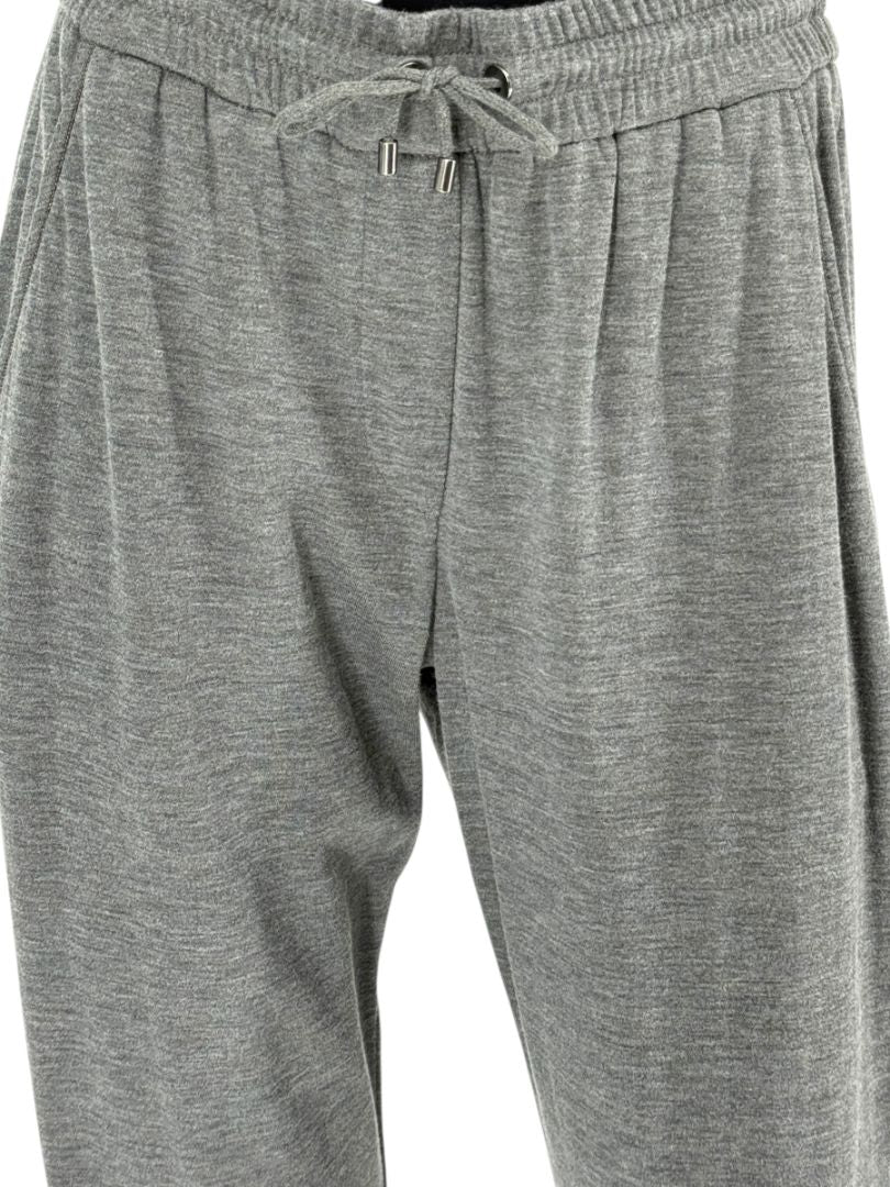 Brunello Cucinelli Grey Cotton-Silk Blend Knit Jogger Pants - Size L
