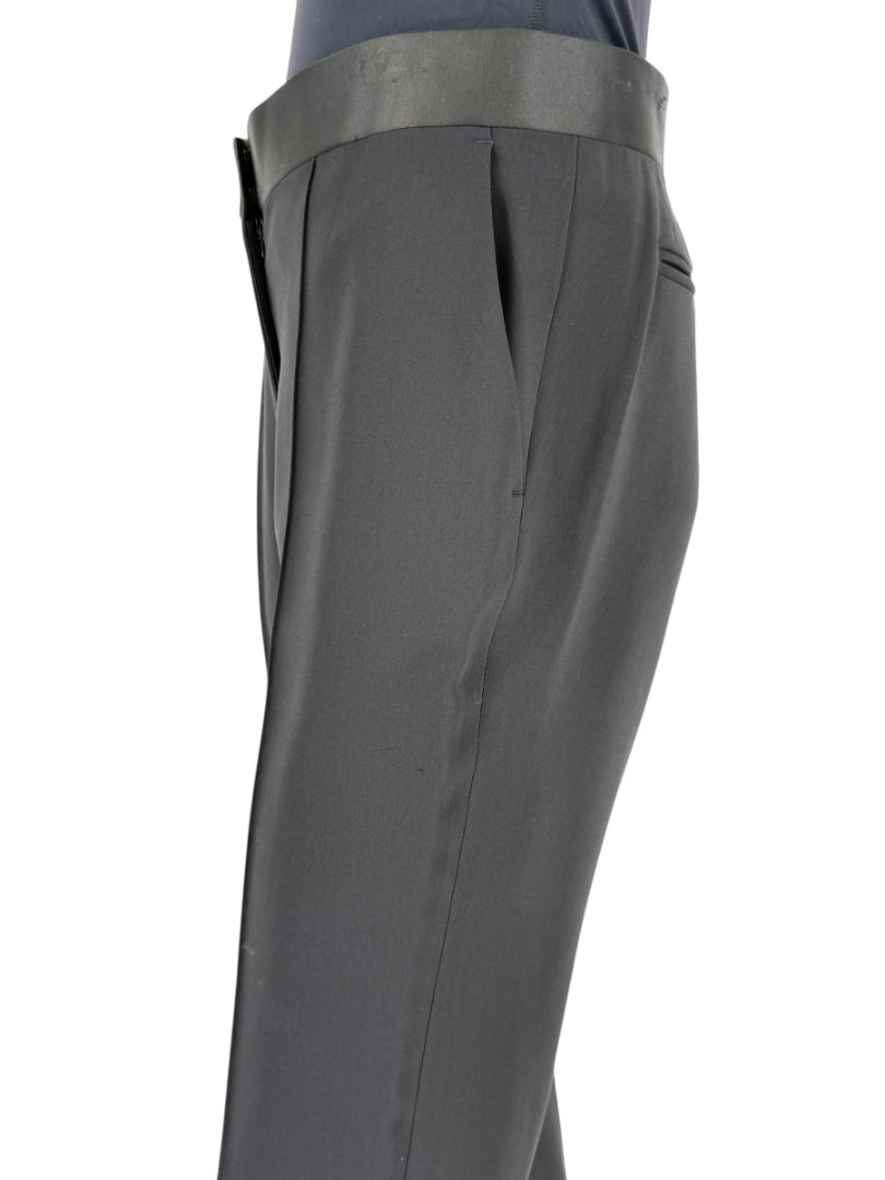 Celine Black Viscose Blend Tuxedo Pants with Satin Waistband – Size FR 40 / US 8