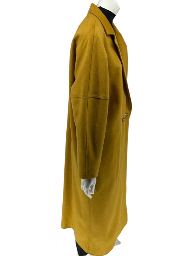 Pamella Roland Mustard Wool Cape Style Coat with Gold Buttons – Large