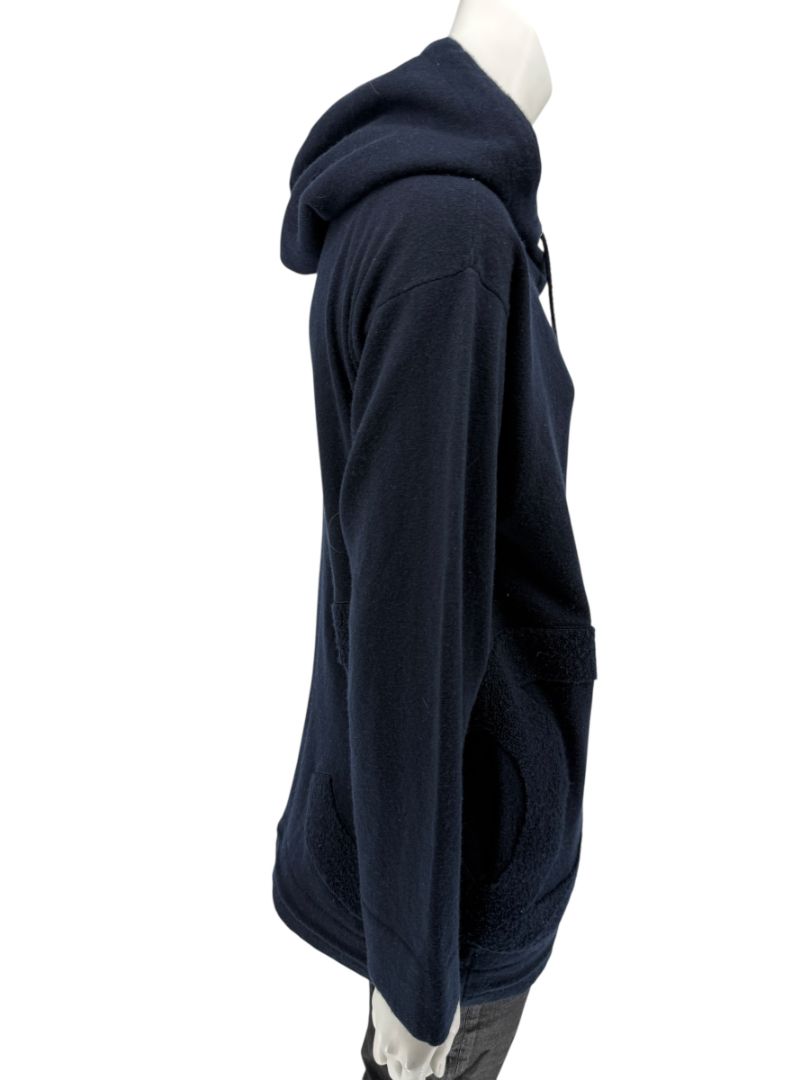 Chanel Navy Blue Cashmere Hoodie with Silver Hardware – Size 36