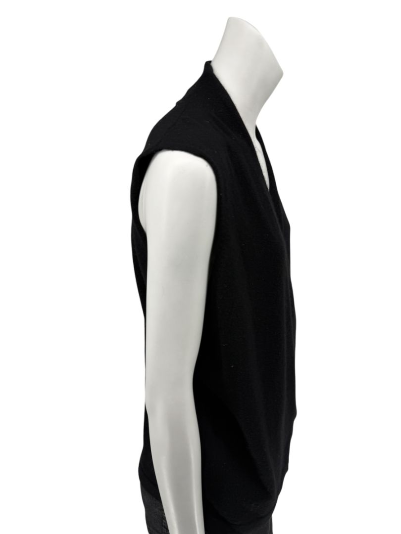 Linda Allard Ellen Tracy Black Wool Sleeveless Wrap Vest – Size L