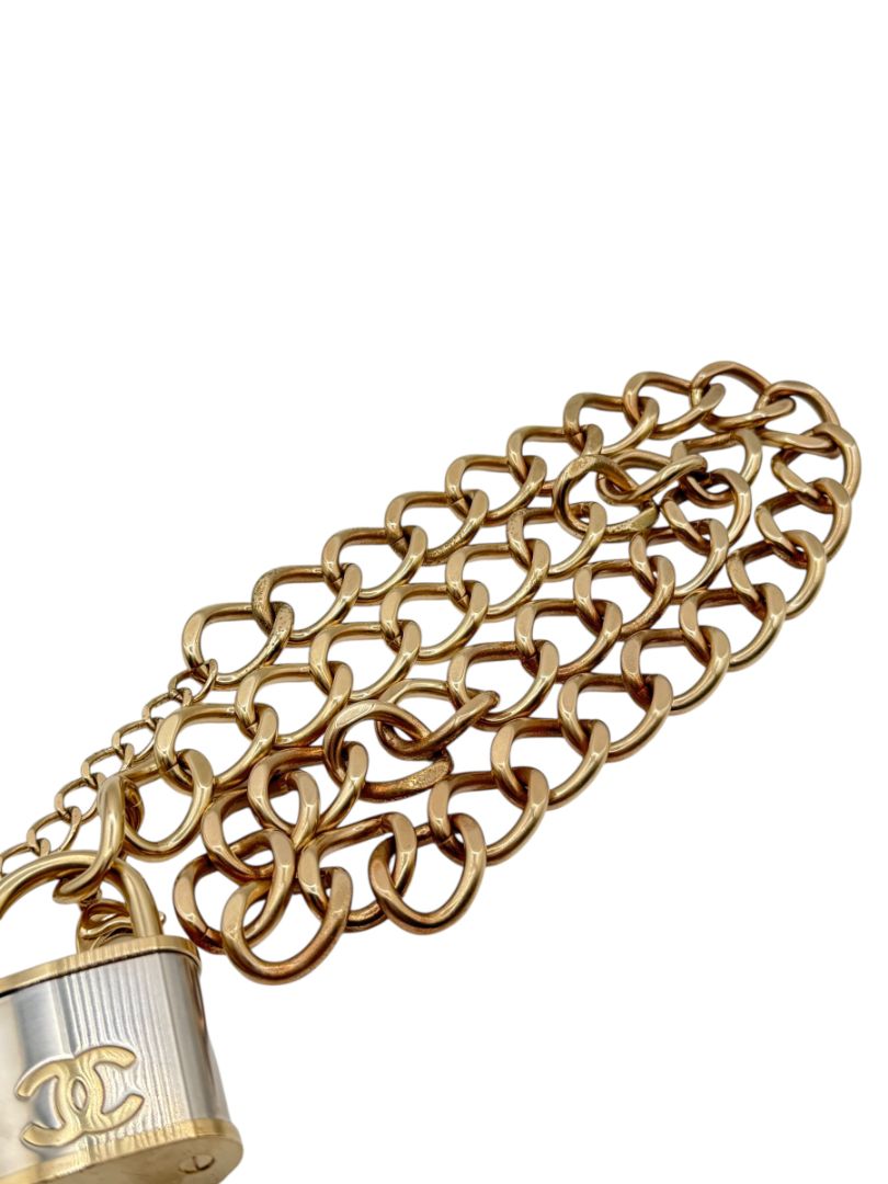 CHANEL Fall 2014 Oversized Padlock Chain-Link Belt