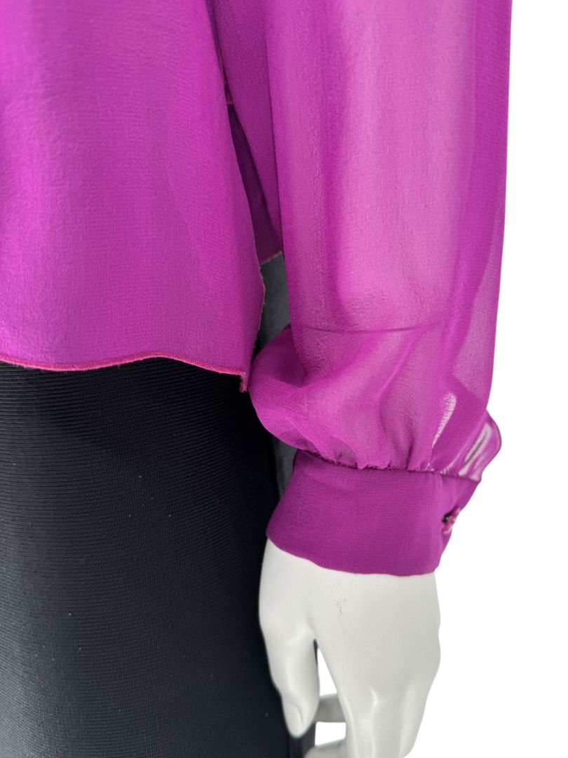 Chanel Fuchsia Silk High-Neck Blouse – Fall 2001 FR 42