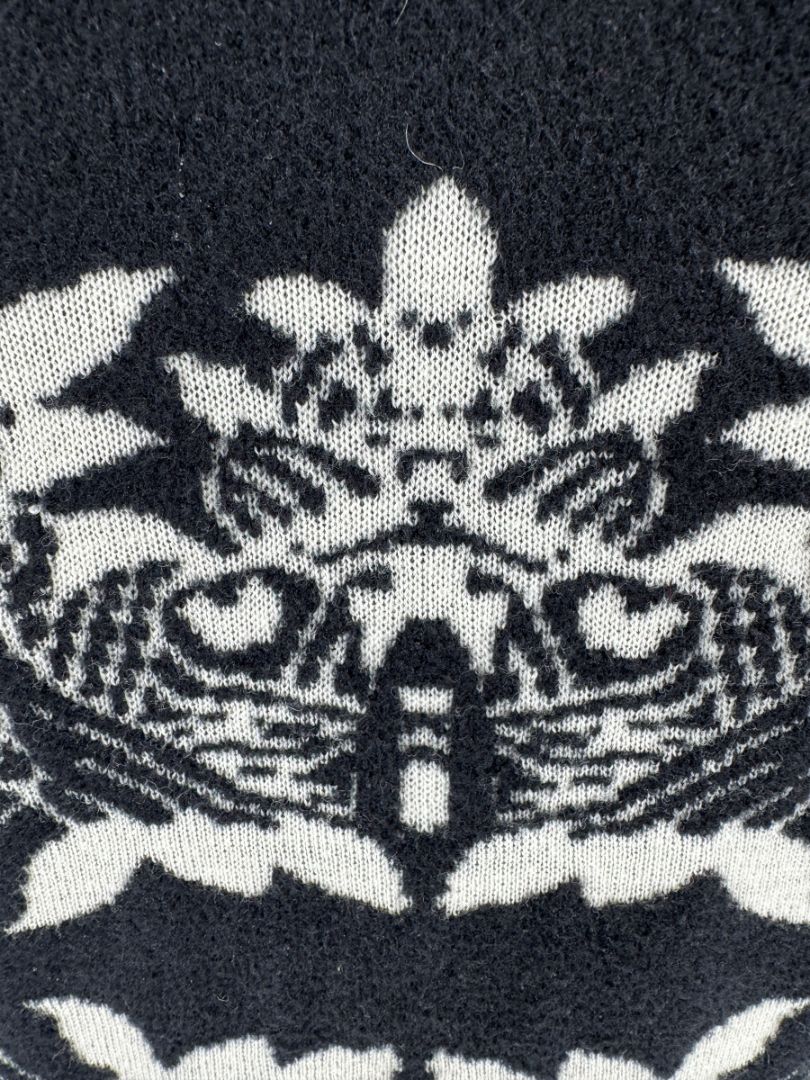 Chanel Black & Ivory Wool-Blend Deep V-Neck Sweater – Size FR 44