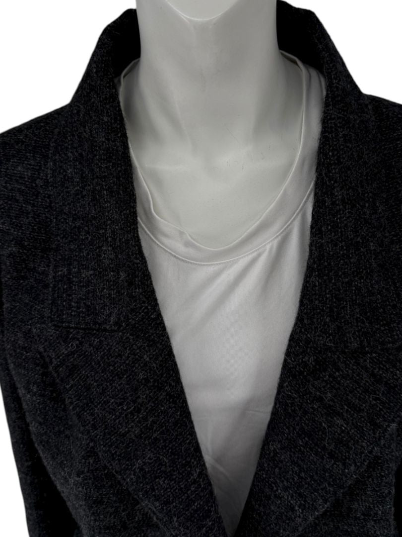 Ron Leal Charcoal Alpaca-Linen Tailored Jacket – Size 12