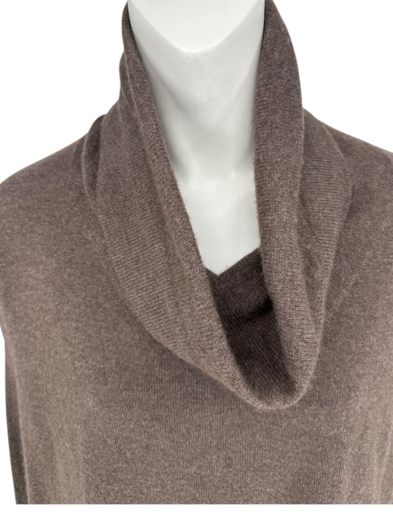 Repeat Cashmere Women’s Brown Wool-Cashmere Fringe Hem Sweater - Size L