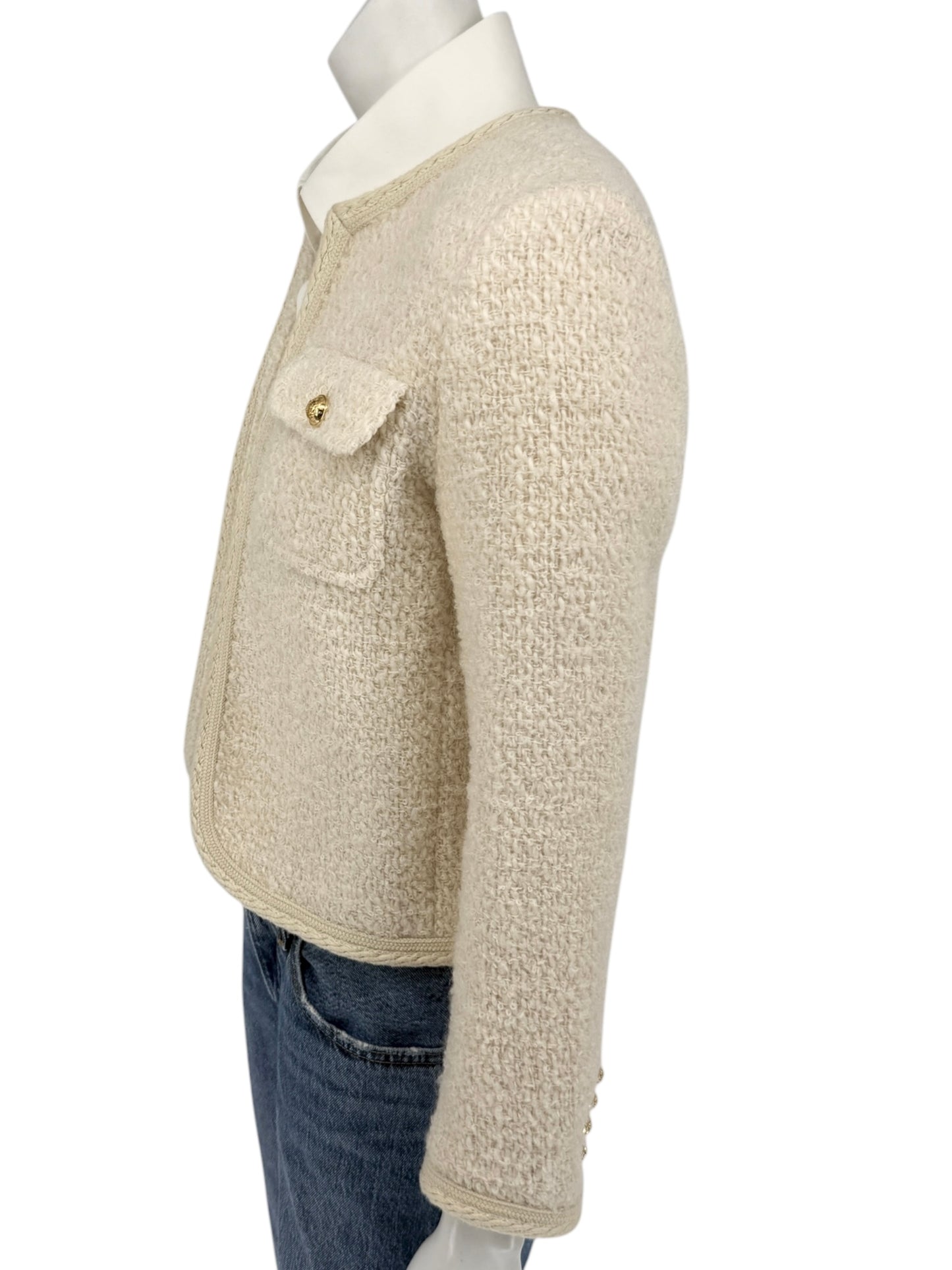 Celine “Chelsea” Ivory Tweed Jacket – Size FR 34