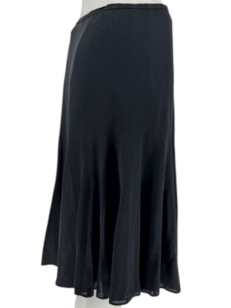 Armani Collezioni Black Silk A-Line Flounce Skirt –Size: 12