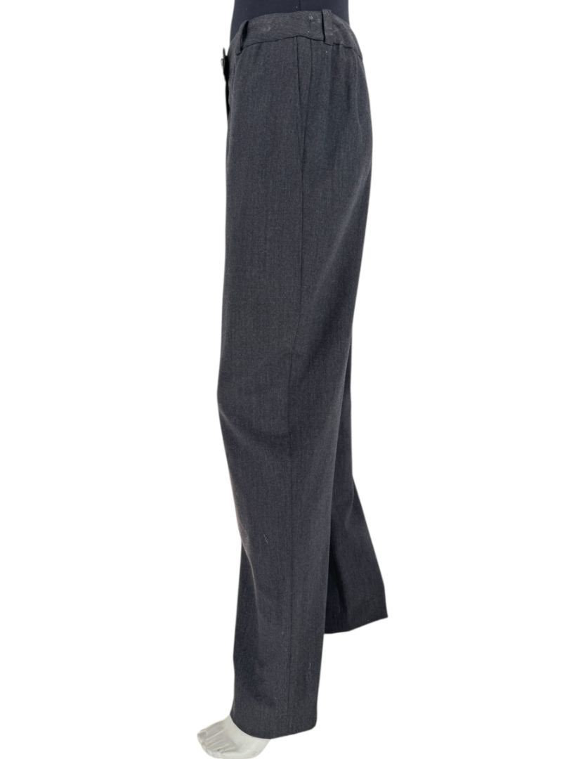 Chanel Charcoal Wool-Blend Straight-Leg Trousers – Size 42