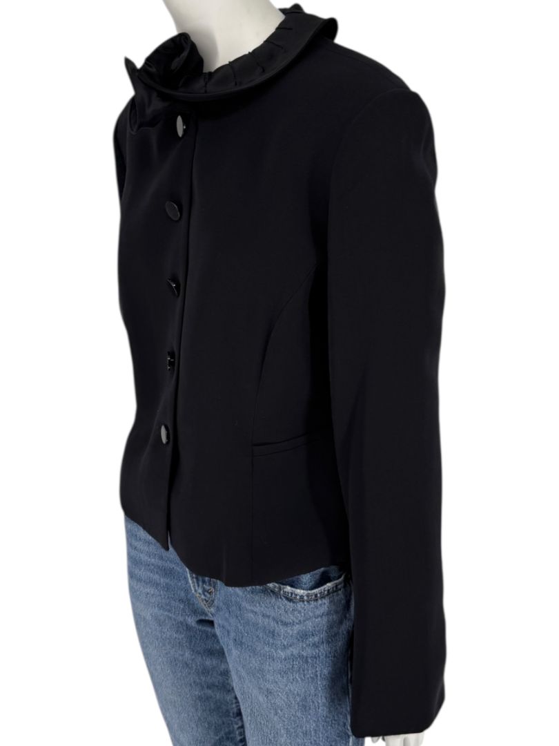 Armani Collezioni Black Rosette-Collar Tailored Jacket – Size 12
