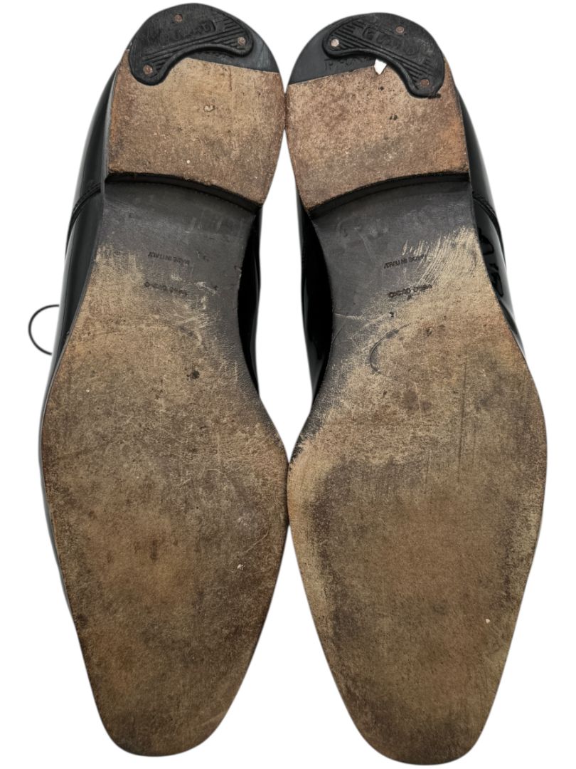 Prada Black Patent Leather Derby Shoes – Size 6.5 Mens