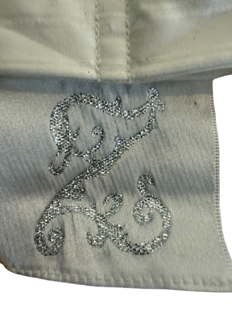 Zang Toi Ivory Striped Blouse with Detachable Neck Tie – Size 14