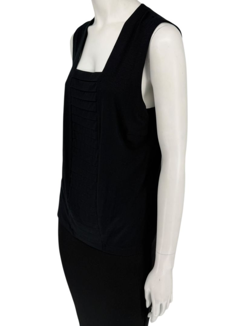 Akris Punto Black Modal-Blend Pleated Front Sleeveless Top – Size US 14