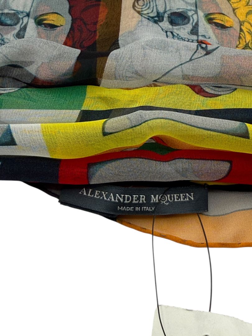 Alexander McQueen c.2008 Marilyn Monroe Skull Print Pop Art Silk Scarf RARE