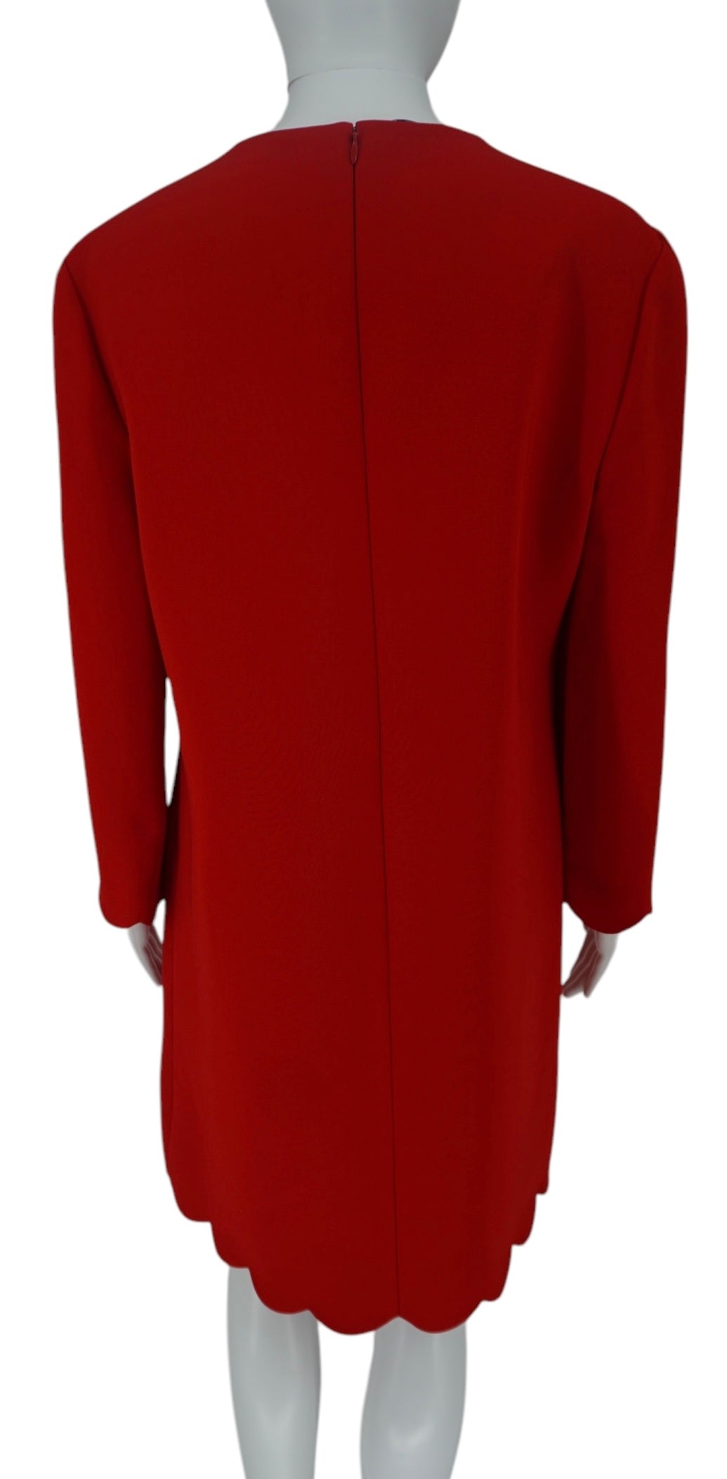 Miu Miu Red Dress with Scalloped Hem and Sleeves - 46 IT