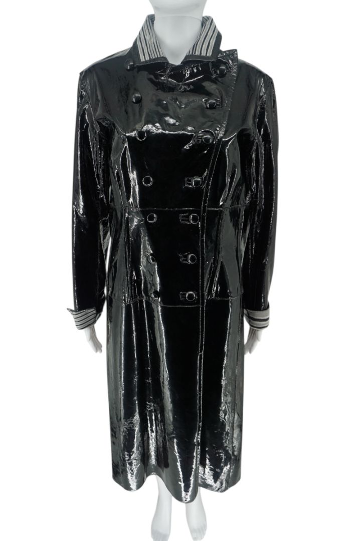 Missoni Black Patent Leather Trench Coat – Size 46