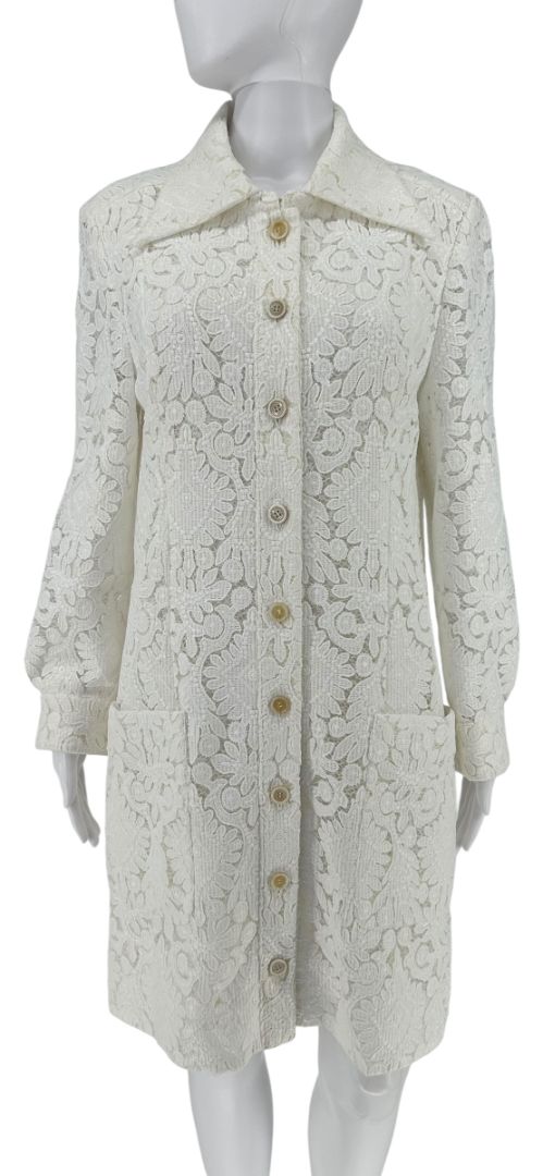 Chloé Milk White Embroidered Lace Shirt Dress – Size FR 42