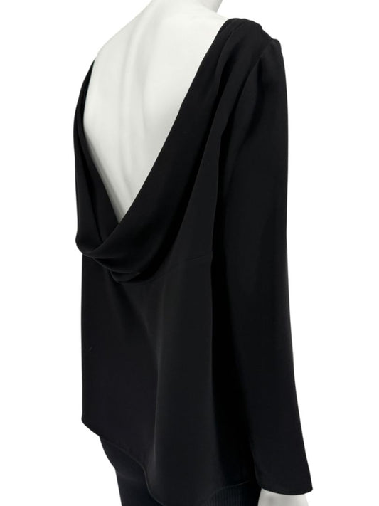 Valentino Black Draped Back Long Sleeve Blouse – Size 10 (IT 46)