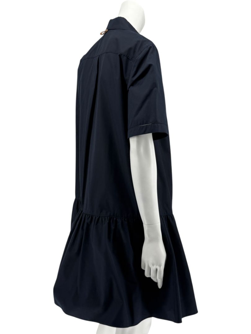 Lafayette 148 Navy Drop-Waist Cotton Shirt Dress – Size S