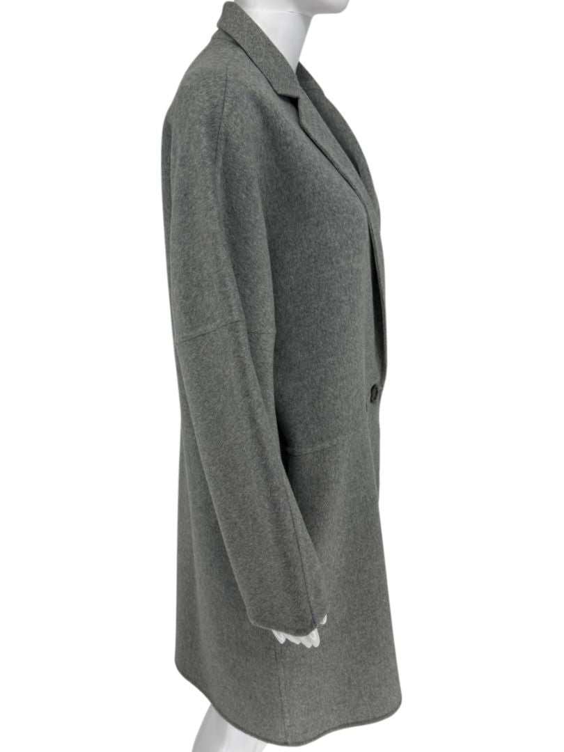 Akris Light Grey Double-Breasted Cashmere Coat - Size US 6