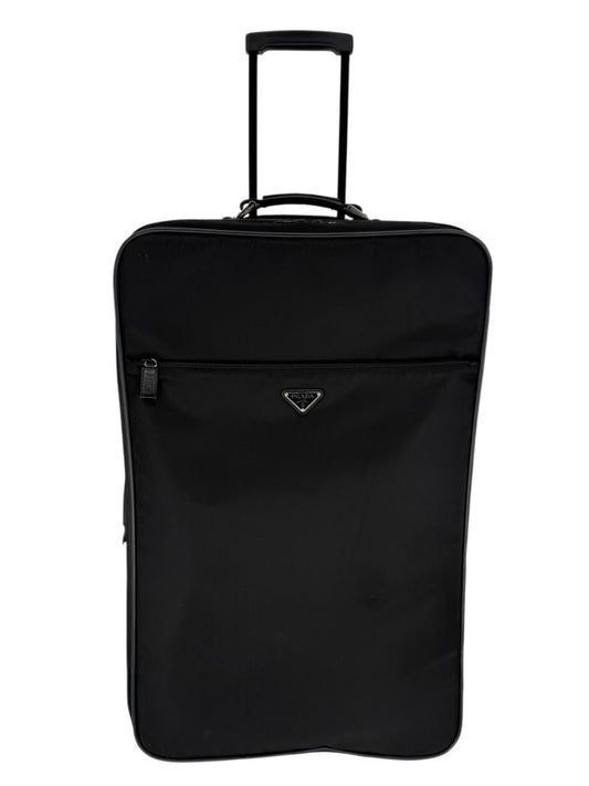 Prada Black Nylon Rolling Suitcase with Saffiano Leather Trim – 26.5" x 17.5" x 9.5"