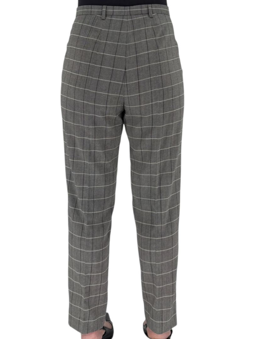A-K-R-I-S Punto Grey Windowpane Wool Pantsuit – Jacket Size 8, Pants Size 10
