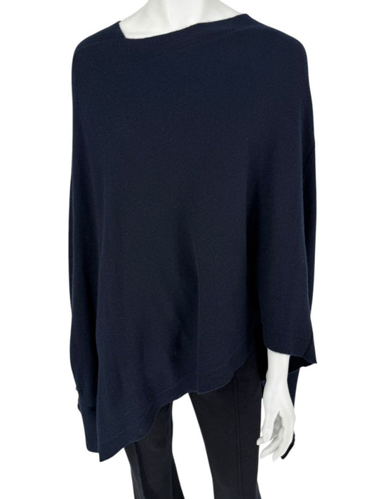 Tomas Maier Navy Blue 100% Cashmere Asymmetric Poncho Sweater – Size 2