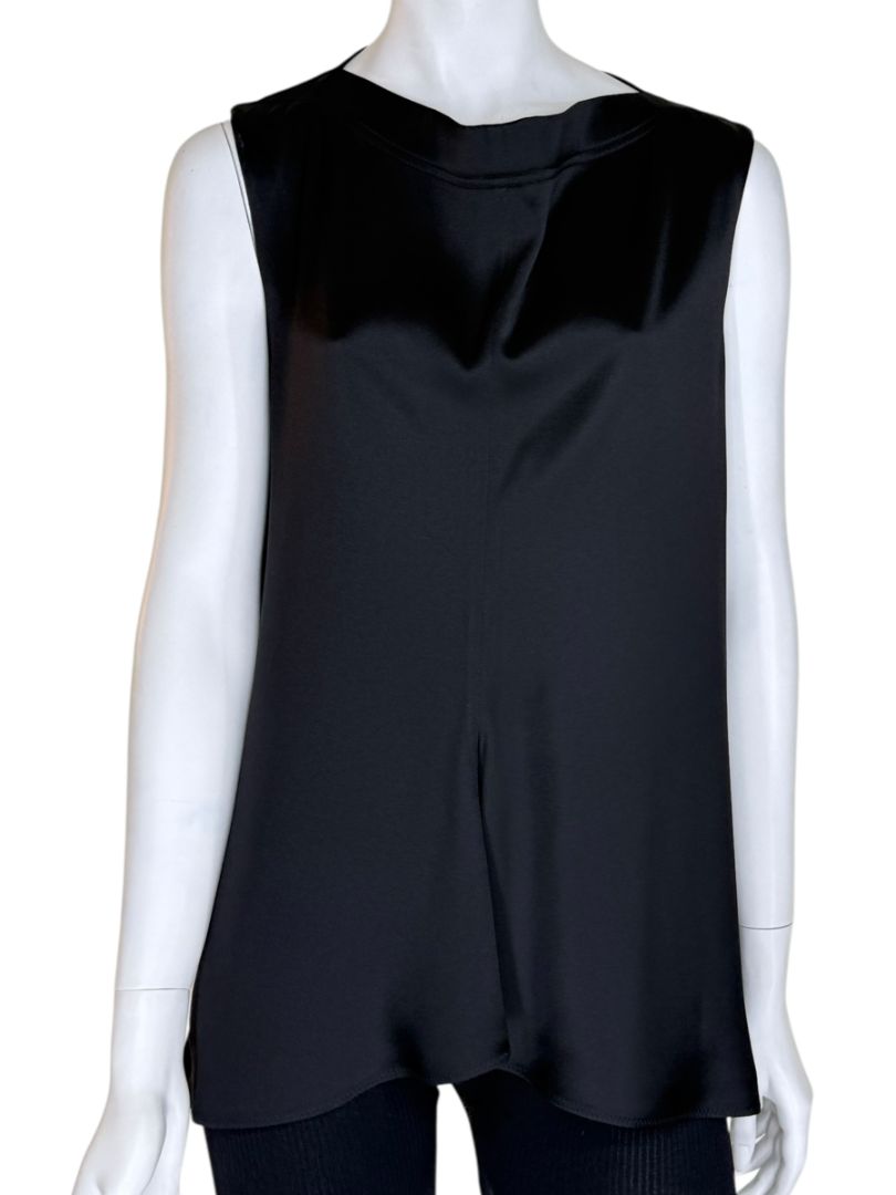 Celine Black 100% Silk Sleeveless Tunic Top - Size 42 FR
