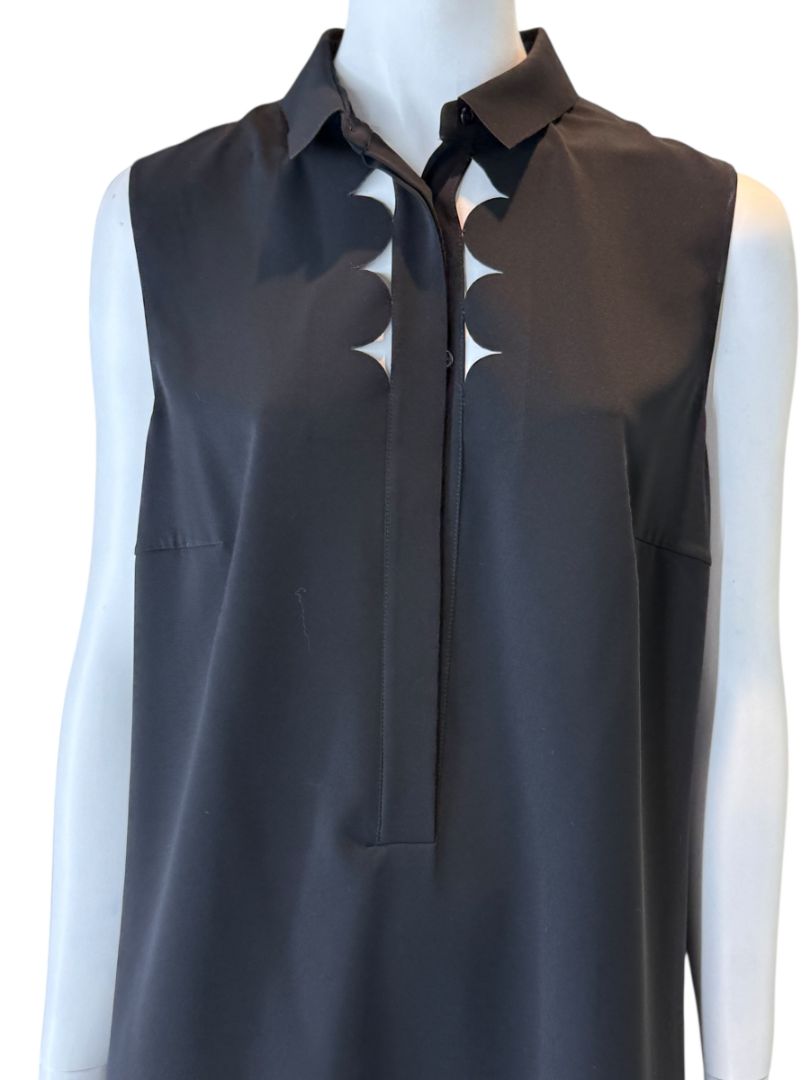 Akris Punto Black Sleeveless Scalloped Detail Tunic Top – Size 10