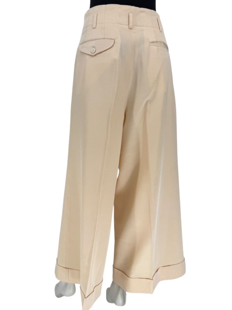 Comme des Garçons Beige Silk-Wool Wide-Leg Trousers – Size L