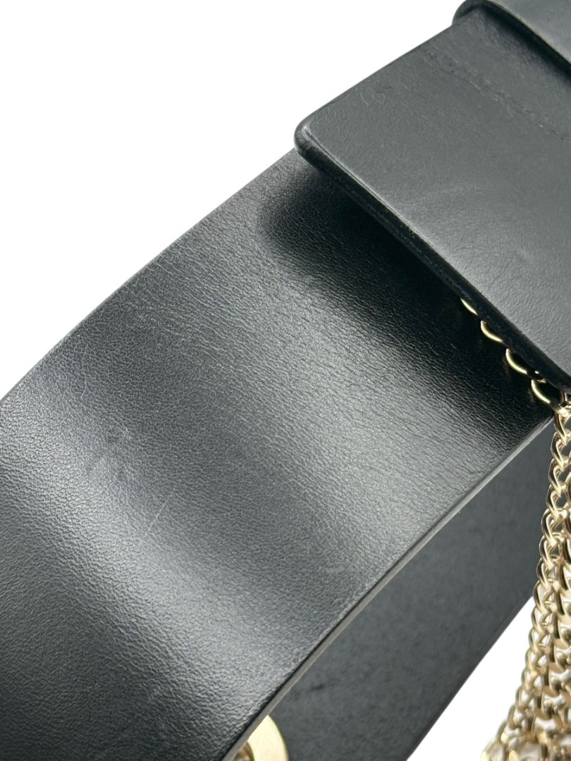 Chanel Spring 2008 Black Leather Gold Chain Accent Belt – Size 90/36