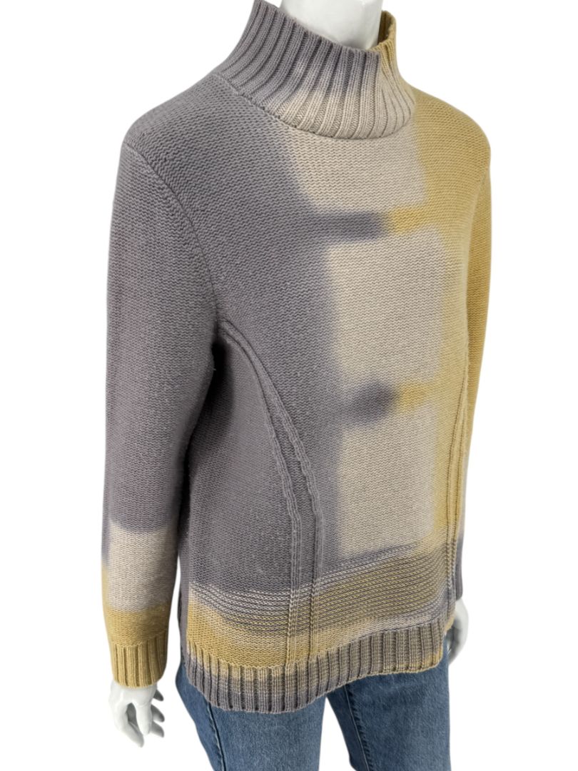 Lafayette 148 New York Wool-Cashmere Ombre Mock Neck Sweater – Size L