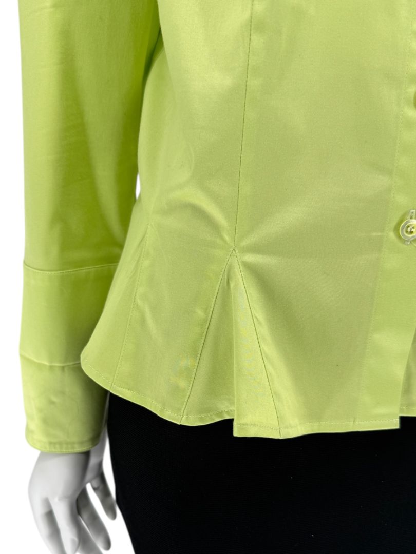 Escada Lime Green Cotton Blend Tailored Blouse – Size 42