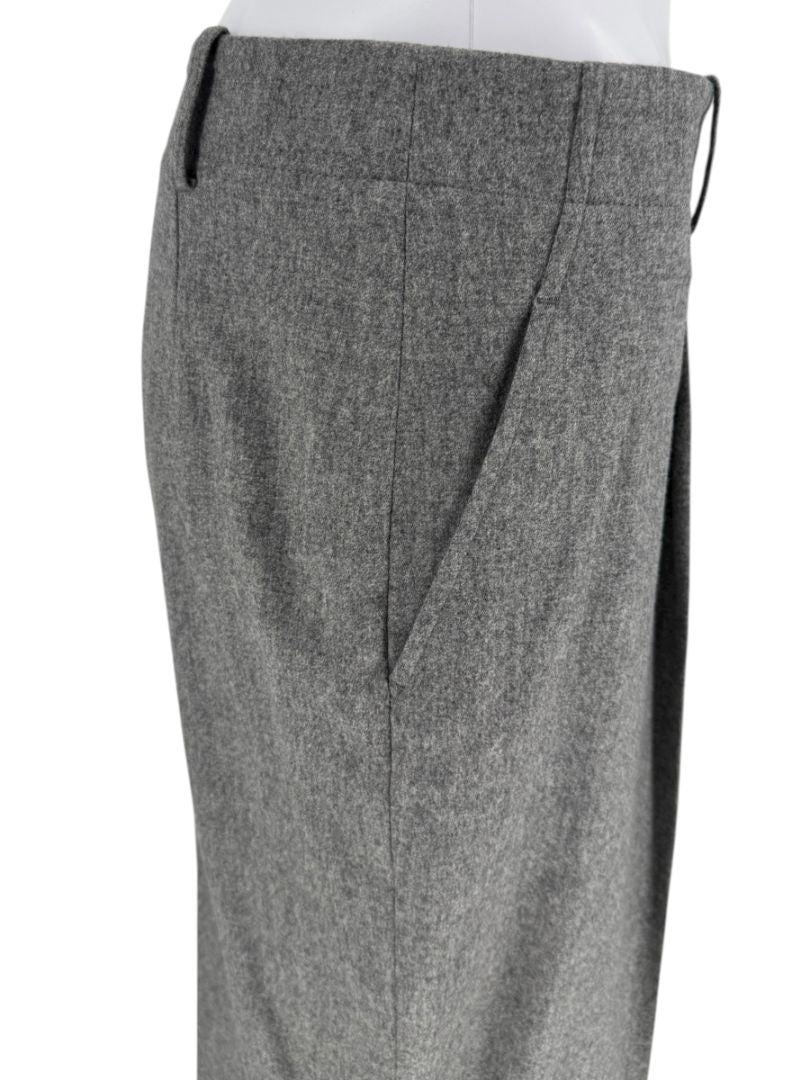 Lafayette 148 New York Gray Wool-Cashmere Wide-Leg Trousers – Size 10