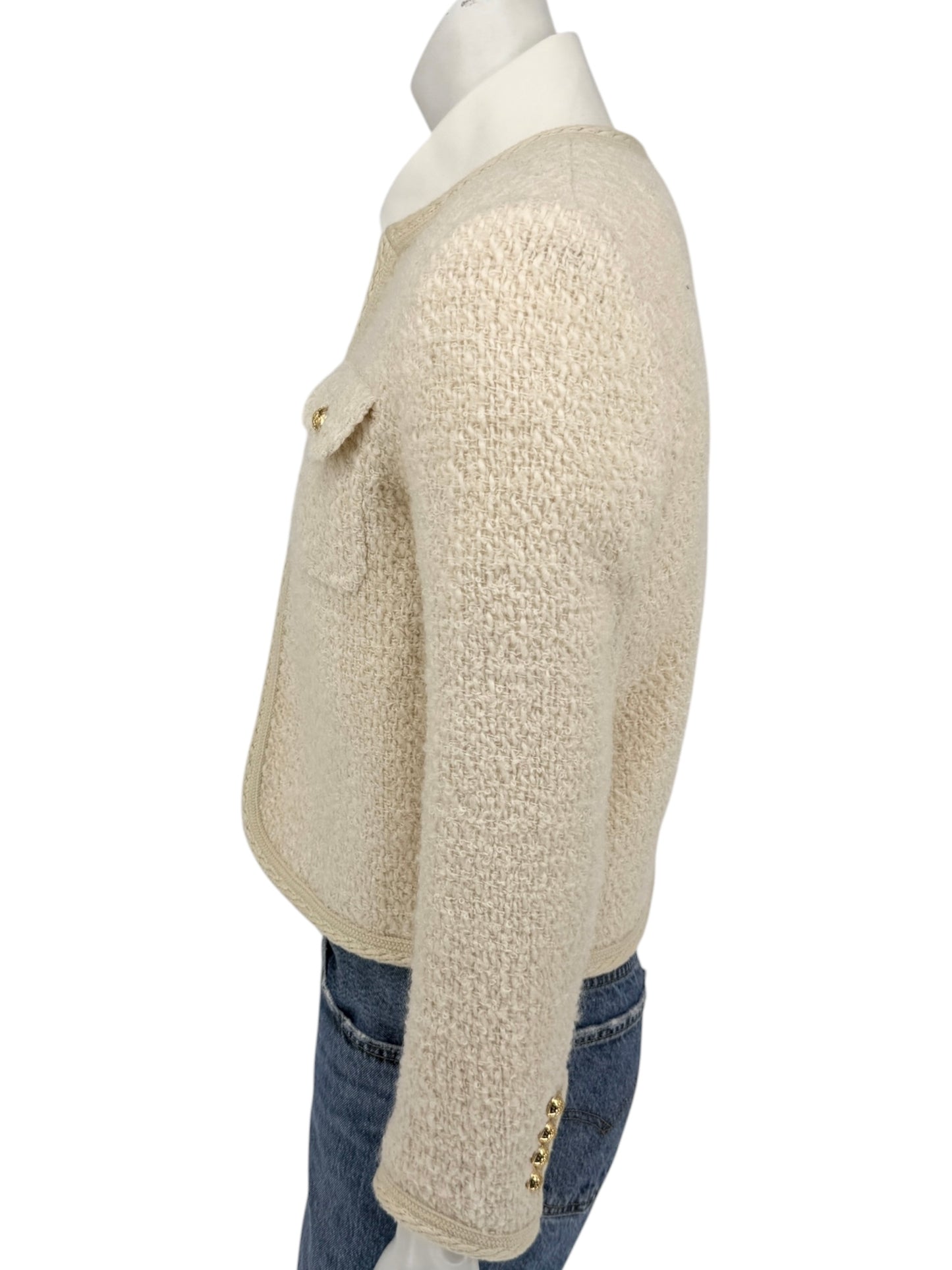 Celine “Chelsea” Ivory Tweed Jacket – Size FR 34