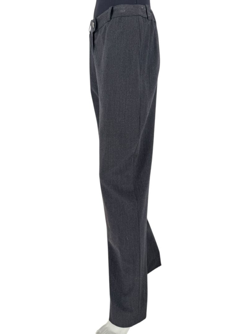 Chanel Charcoal Wool-Blend Straight-Leg Trousers – Size 42